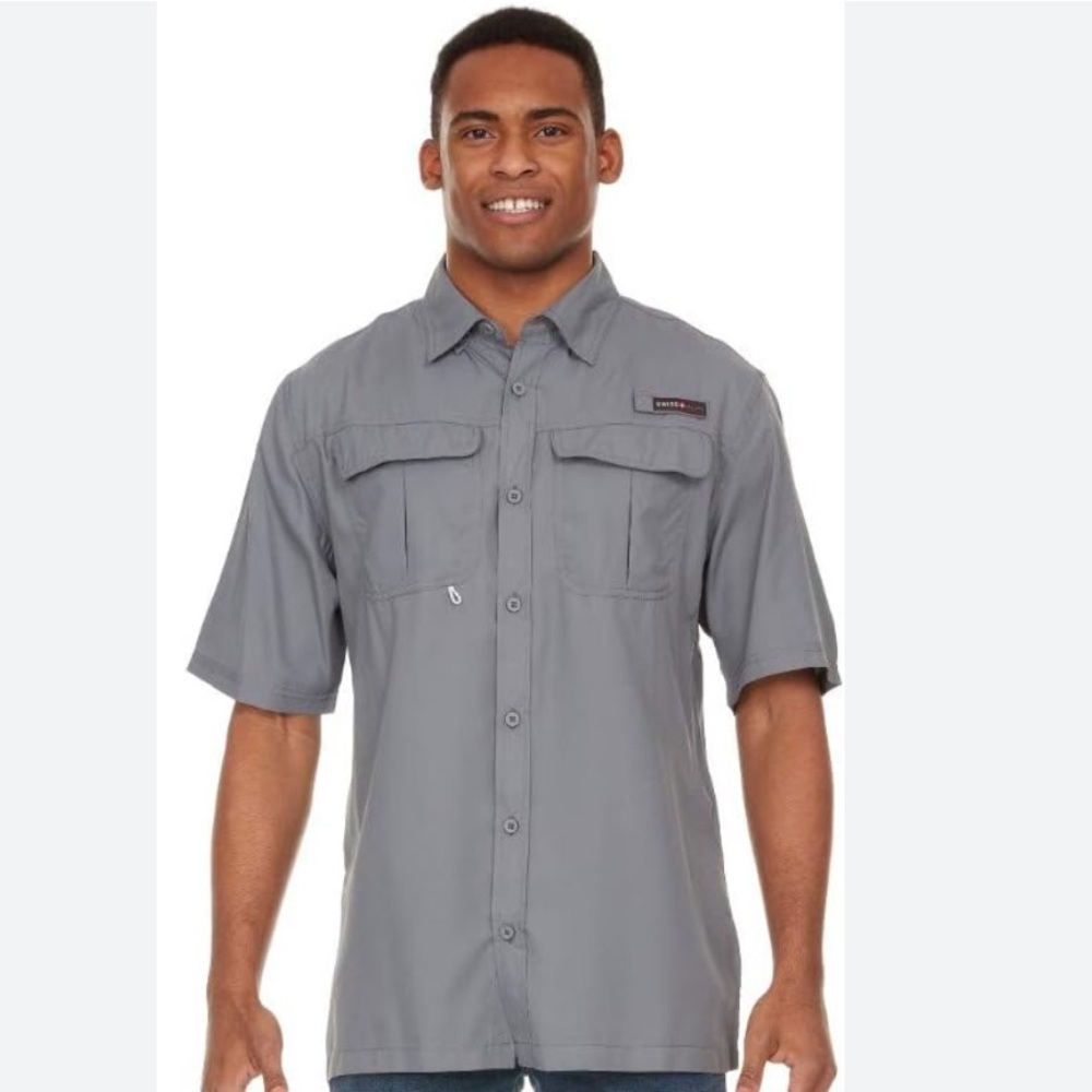 Swiss Alps Mens Short Sleeve Button Down Quick Dry Cooling Fishing Shirt